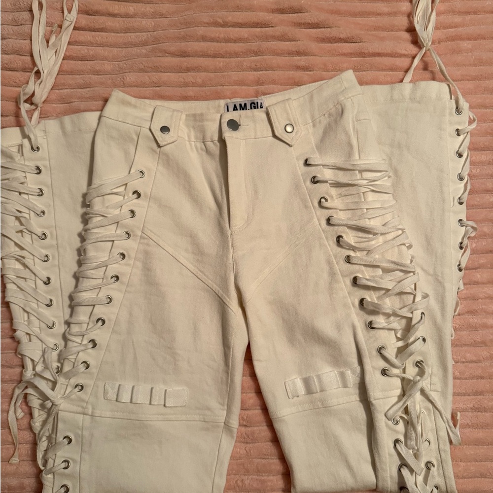 I.AM.GIA White Lace-Up Pants